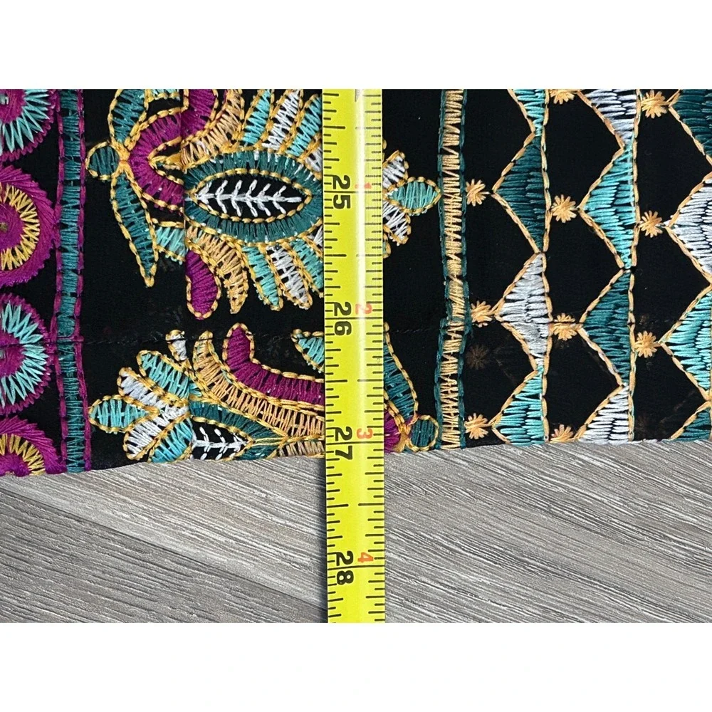 Vanessa Virginia Anthropologie Embroidered Pencil Skirt Black Multi Color US 4